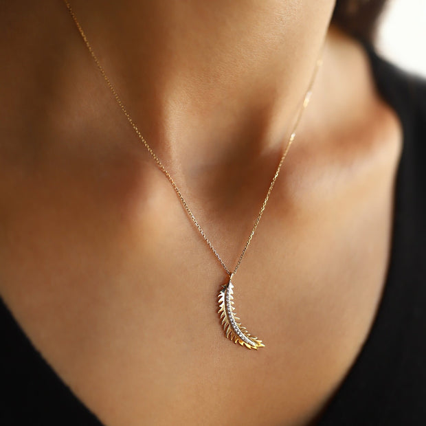 gold necklace, 14k gold necklace, necklace, 14k Gold Leaf Necklace