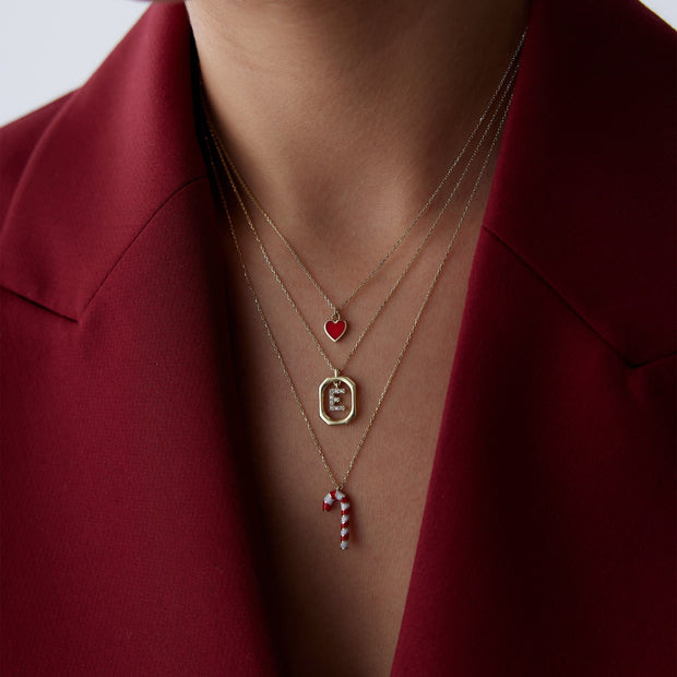 14k Gold Red Love Heart Necklace