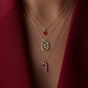 14k Gold Red Love Heart Necklace