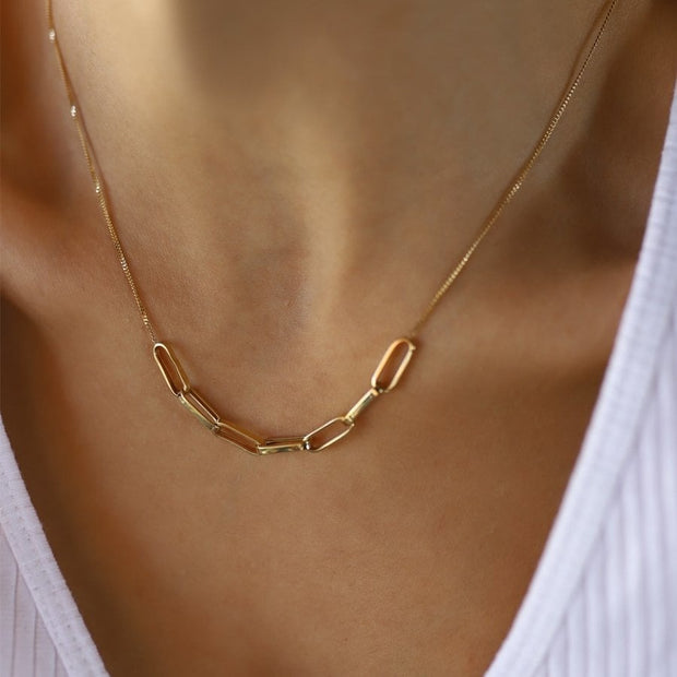 gold necklace, 14k gold necklace, necklace, 14k Gold Paperclip Necklace
