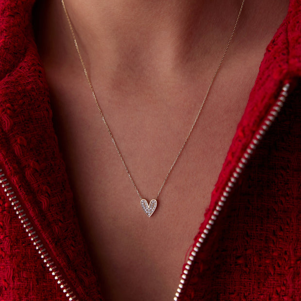 14k Gold Stone Heart Necklace