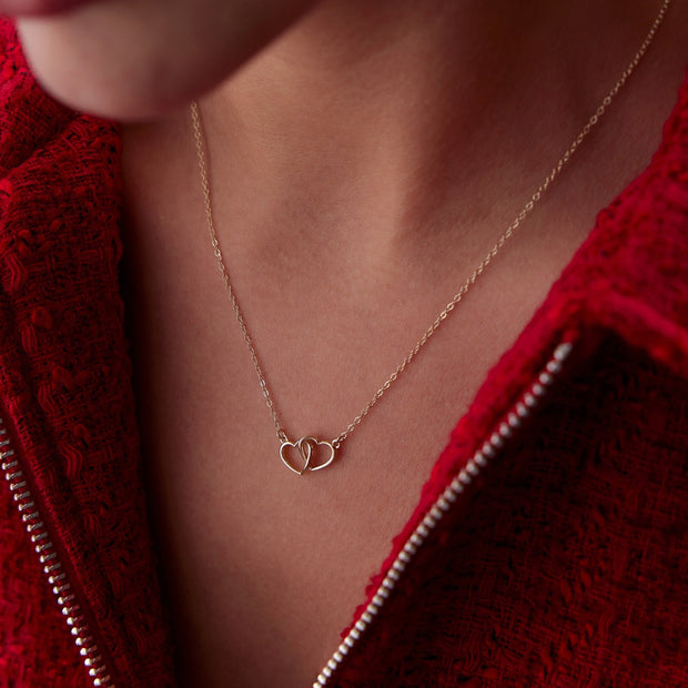14k Gold Intertwined Heart Necklace