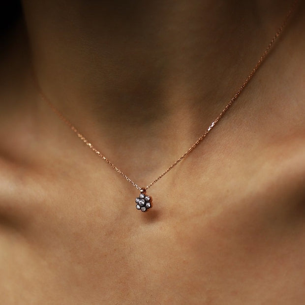 gold necklace, 14k gold necklace, necklace, 14k Gold Diamond Style Daisy Necklace