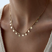 14k Gold Heart Sequined Gourmet Necklace