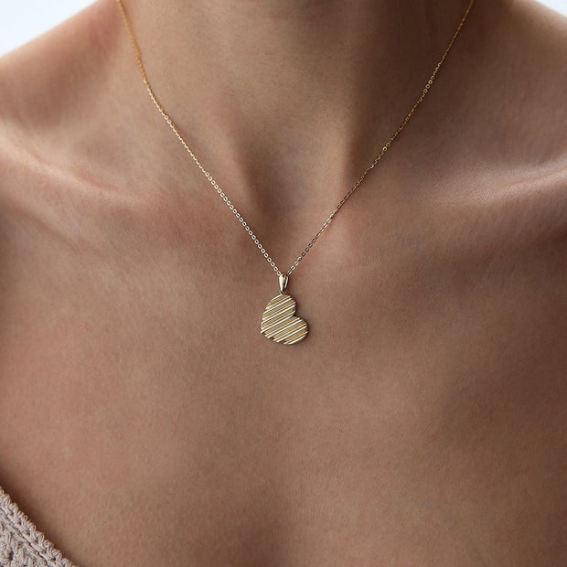 14k Gold Kitkat Heart Necklace