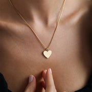 14k Gold Heart Plate Necklace