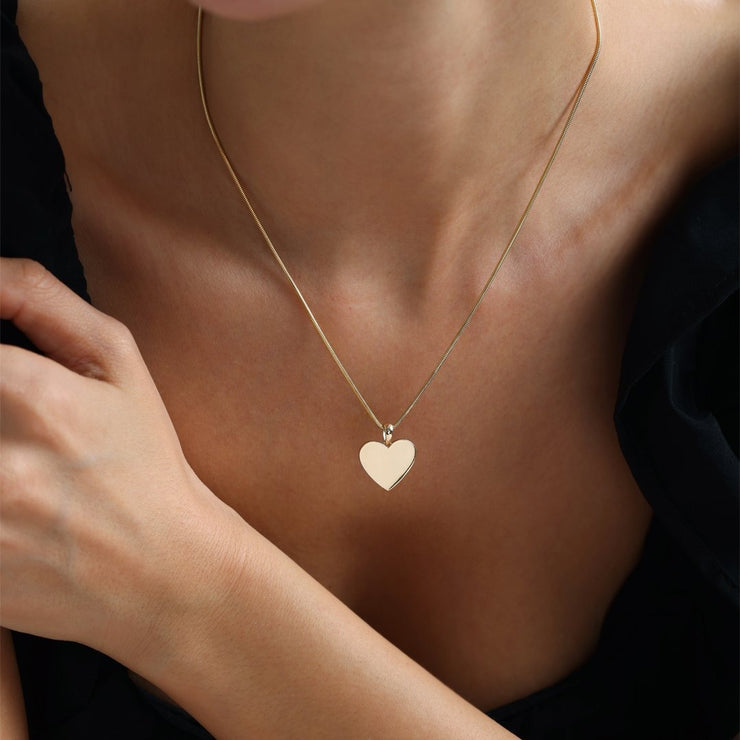 14k Gold Heart Plate Necklace