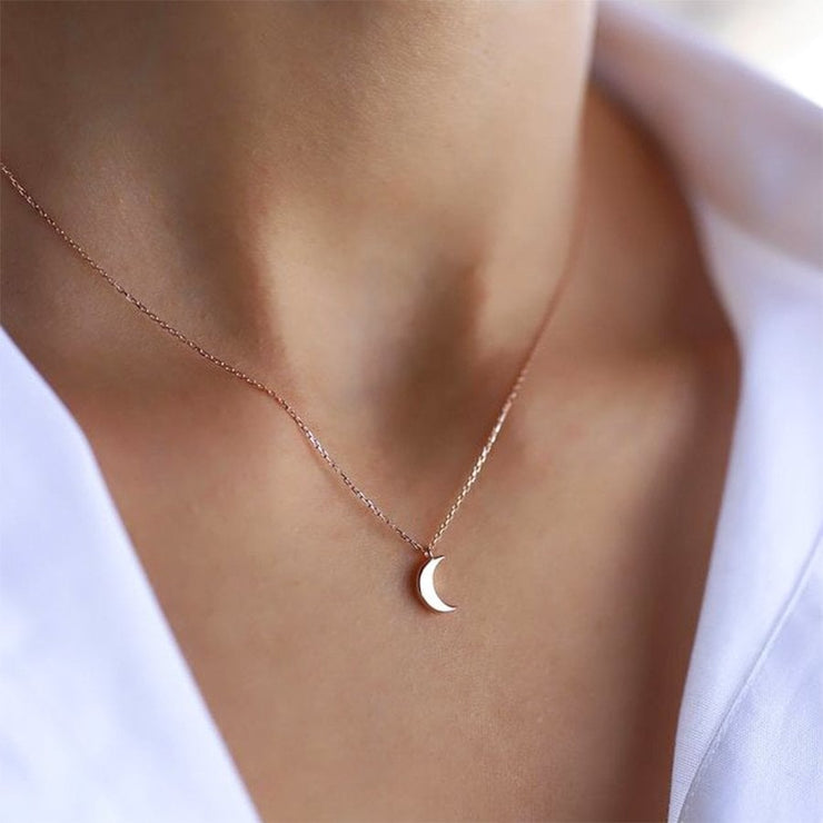 gold necklace, 14k gold necklace, necklace, 14k Gold Mini Crescent Necklace