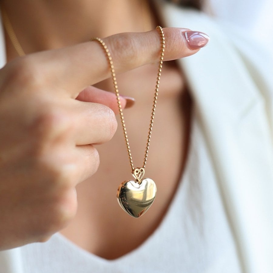 14k Gold Locket Heart Necklace