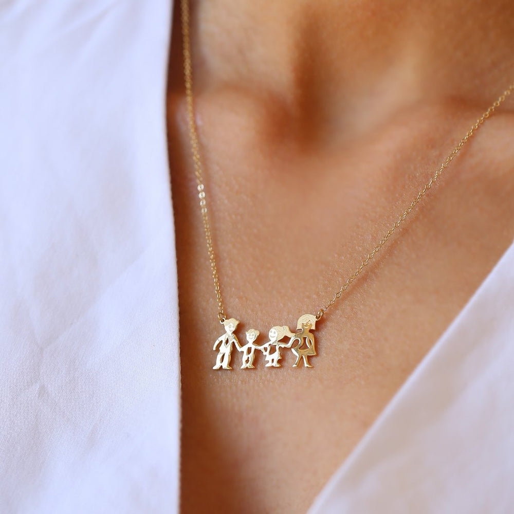 gold necklace, 14k gold necklace, necklace, 14k Gold Family Necklace