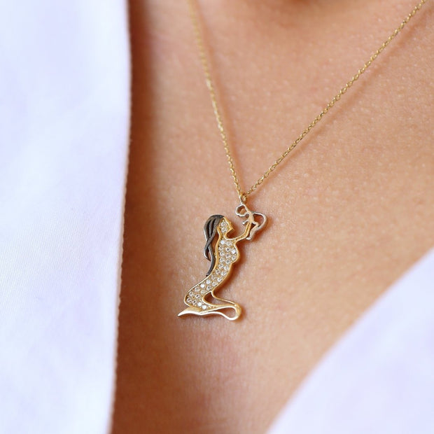 gold necklace, 14k gold necklace, necklace, 14k Gold Mother Baby Necklace