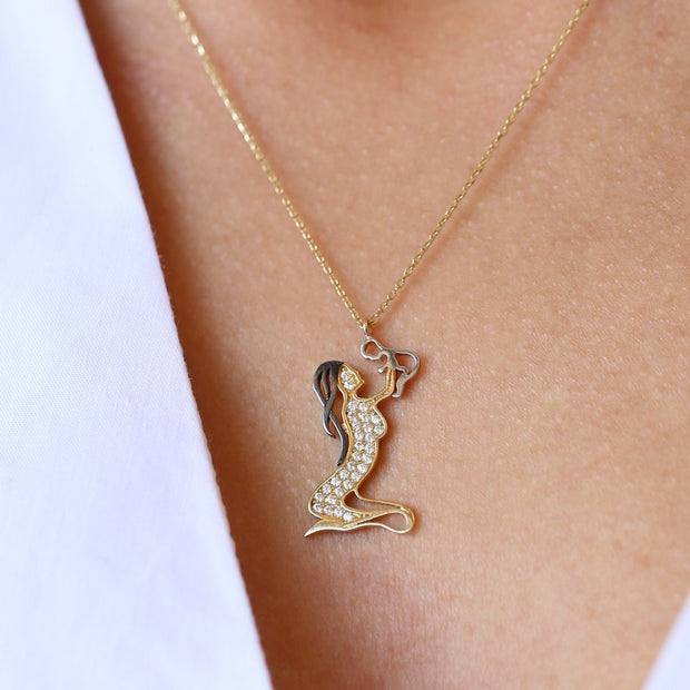 gold necklace, 14k gold necklace, necklace, 14k Gold Mother Baby Necklace