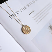 gold necklace, 14k gold necklace, necklace, 14k Gold  Flower of Life Necklace