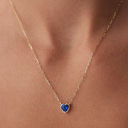 14k Sapphire Gold Heart Necklace
