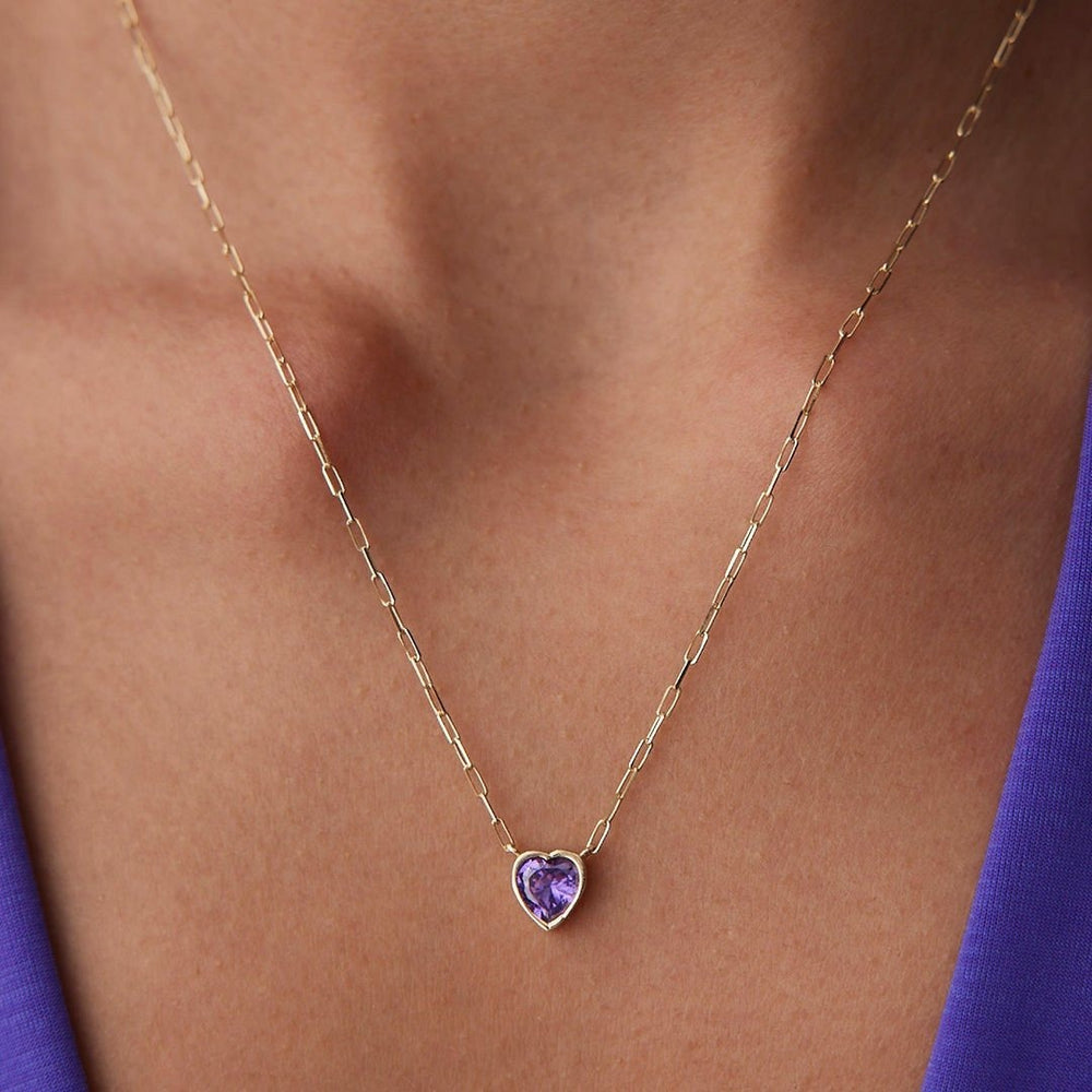 14k Gold Purple Heart Necklace