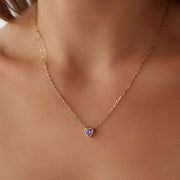 14k Gold Purple Heart Necklace