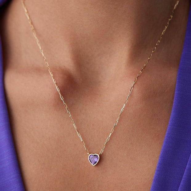 14k Gold Purple Heart Necklace