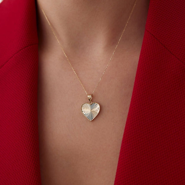 14k Gold Pen Heart Necklace