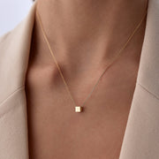 gold necklace, 14k gold necklace, necklace, 14k Gold Cube Necklace
