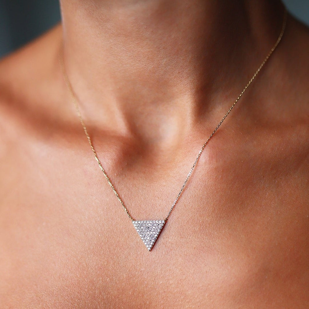 gold necklace, 14k gold necklace, necklace, 14k Gold Trapezoidal Necklace