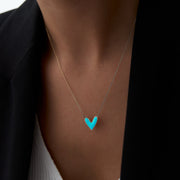14k Gold Turquoise Heart Necklace