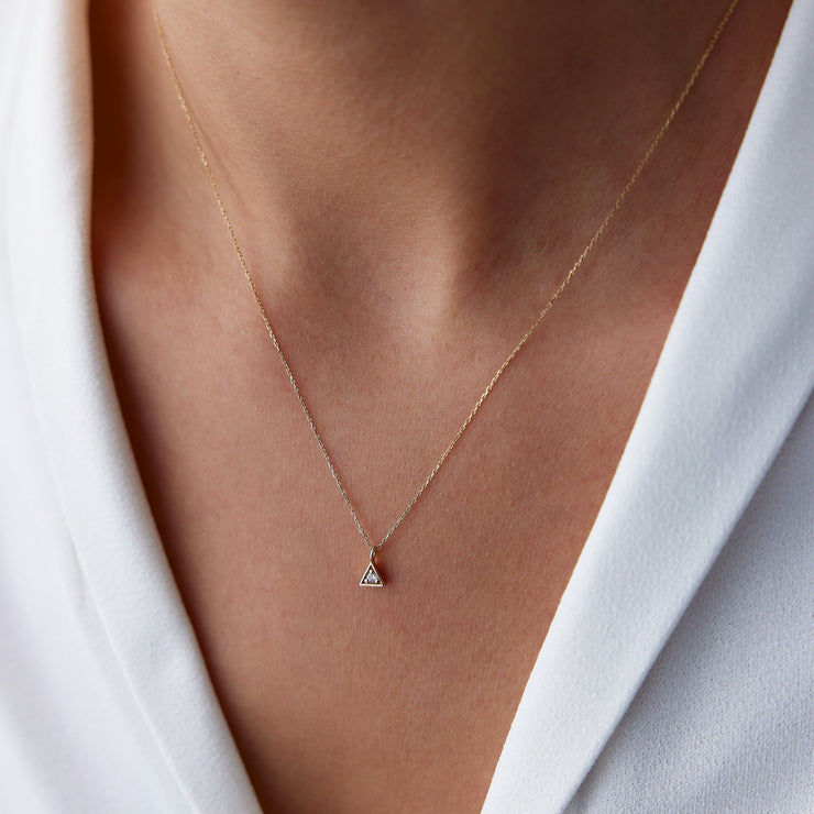 gold necklace, 14k gold necklace, necklaces, 14k Gold Mini Triangle Necklace
