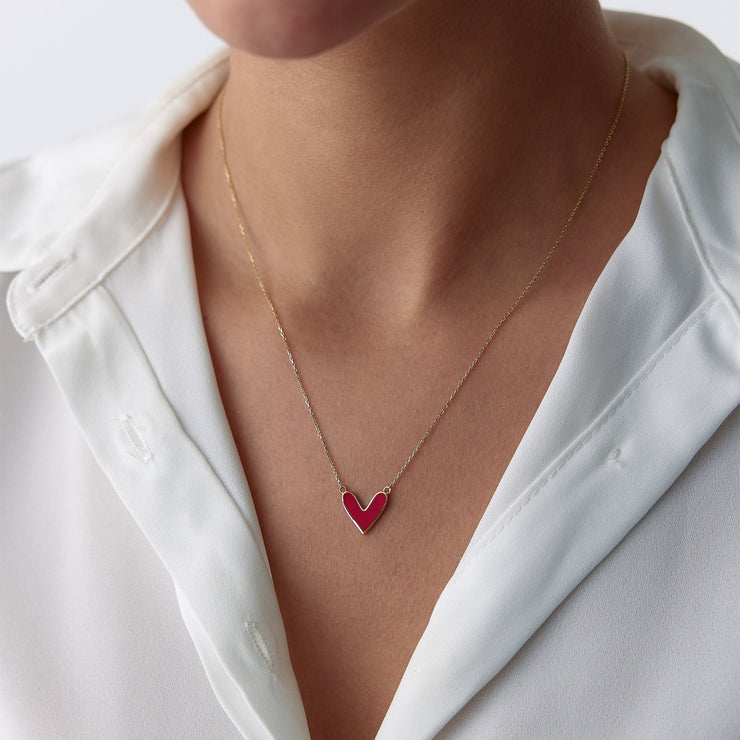 Red Enamel Heart Necklace – Sticks + Stones Jewelry