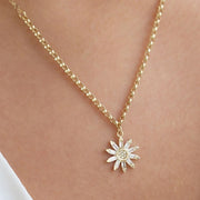 gold necklace, 14k gold necklace, necklace, 14k Gold Baguette Star Necklace
