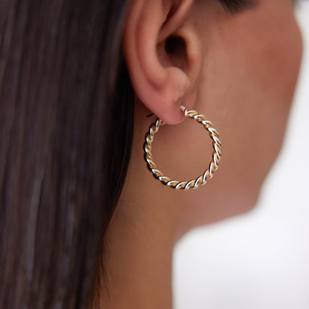 Large Stud Hoop Earrings