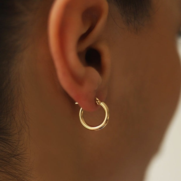 14k Gold Domed Hoop Earrings
