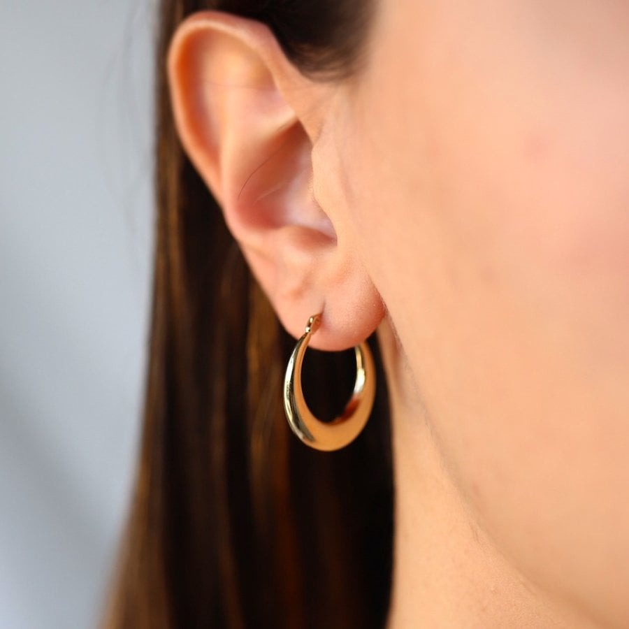 14k Gold Domed Hoop Earrings