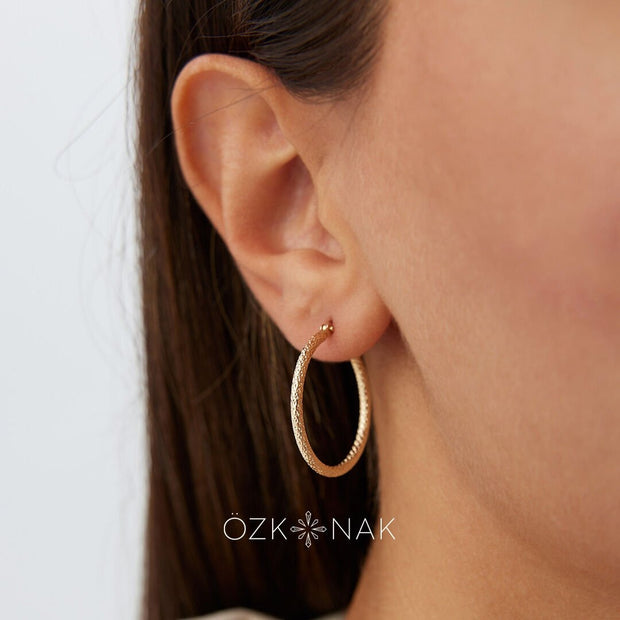 Large Textured Hoop Earrings