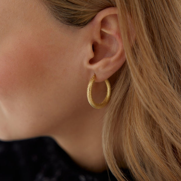 Mini Snakeskin Embossed Hoop Earrings