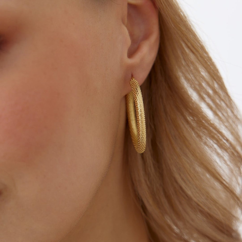 Snakeskin Embossed Hoop Earrings