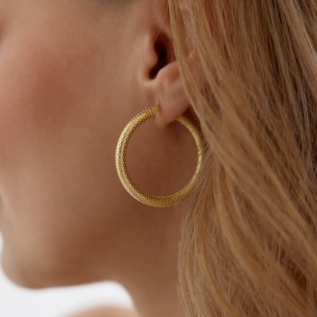 Snakeskin Embossed Hoop Earrings