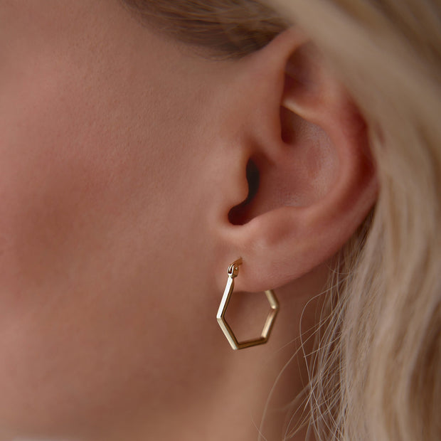 Angular Pentagonal Hoop Earrings
