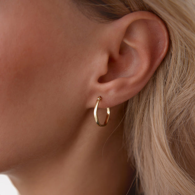 Oval Pentagonal Hoop Earrings