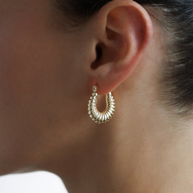 14k Gold Oyster Hoop Earrings