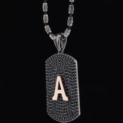 Men's Sterling Silver Dog Tag Necklace with Initial - Personalized