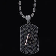 Men's Sterling Silver Dog Tag Necklace with Initial - Personalized