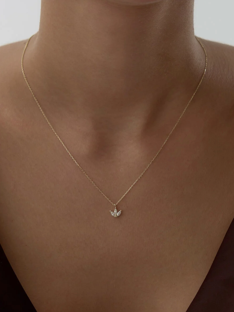 gold necklace, 14k gold necklace, necklace, 14k Gold Lotus Flower Necklace