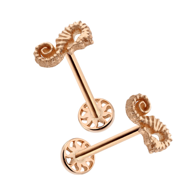 14k Gold Seahorse Figure Tragus Piercing