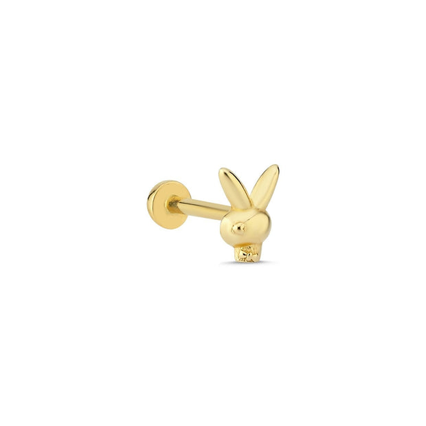 14k Gold Rabbit Figure Tragus Piercing