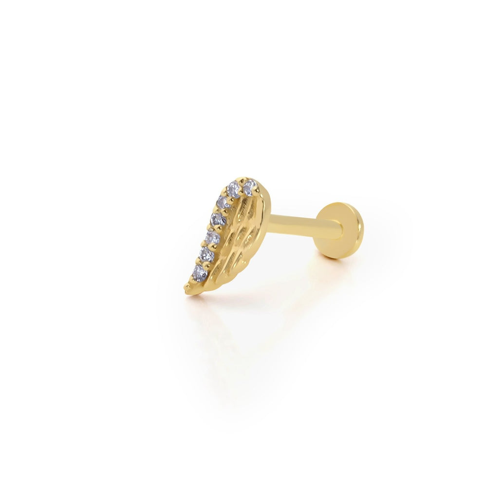 14k Gold Stone Wing Model Tragus Piercing