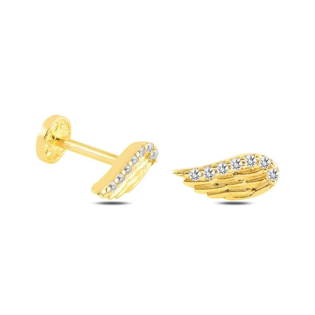 14k Gold Stone Wing Model Tragus Piercing