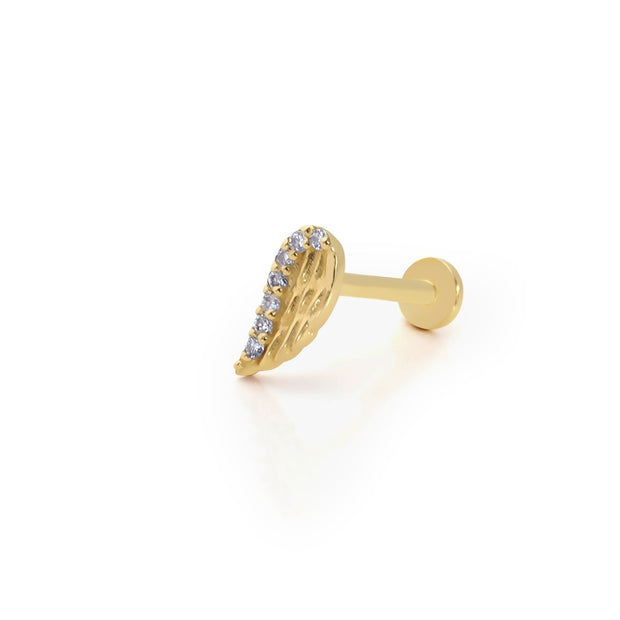 14k Gold Stone Wing Model Tragus Piercing