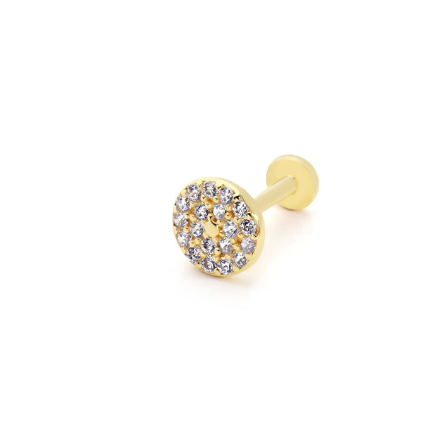 14k Gold Round Stone Model Tragus Piercing
