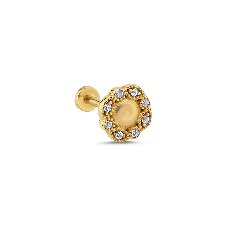 14k Gold Eight Stone Model Tragus Piercing