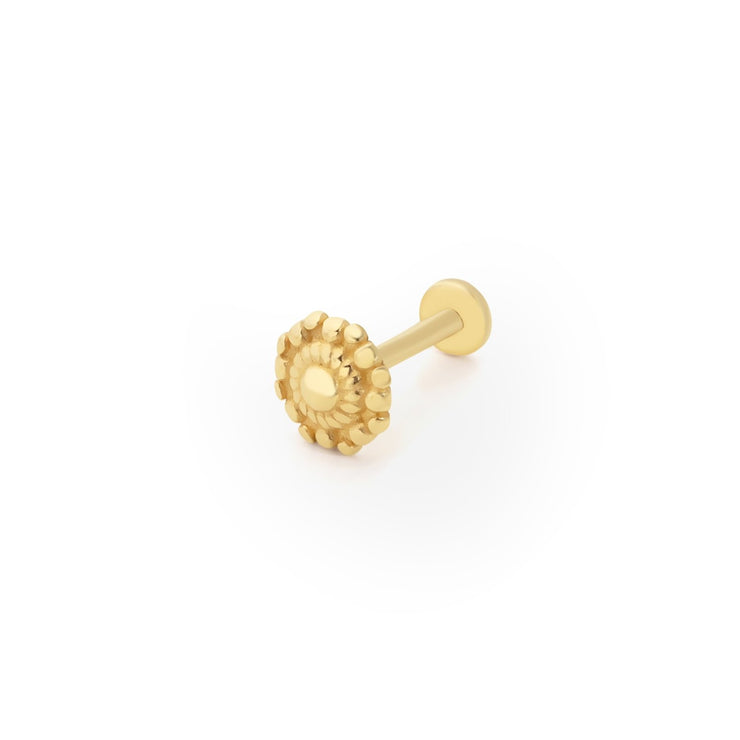 14k Gold Flower Pattern Minimal Tragus Piercing