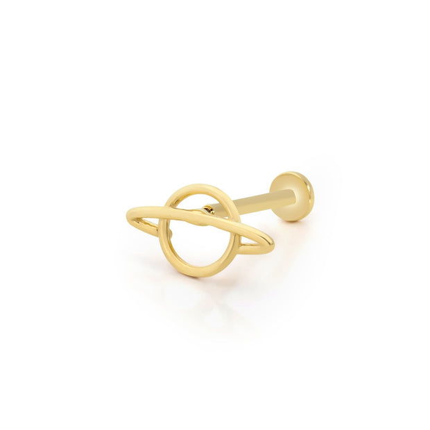 14k Gold Saturn Model Tragus Piercing